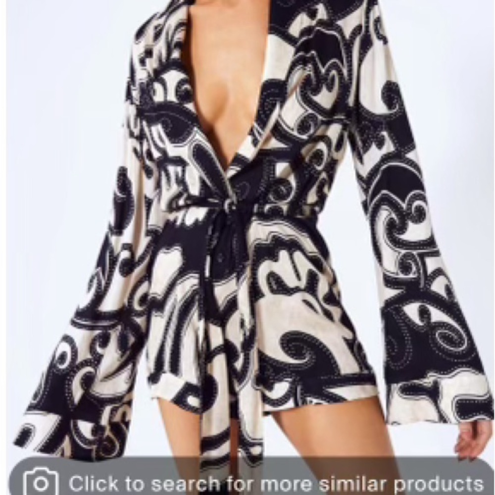 ALEXIS SZ XL Black and White Patterned Women's dress